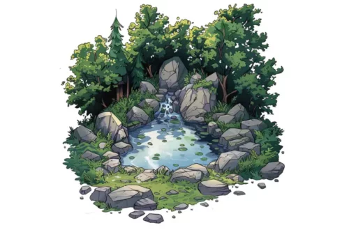 Kamienny staw pośród drzew