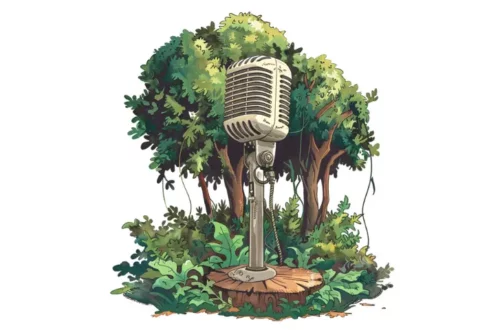 Mikrofon na tle lasu