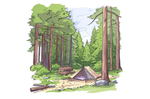 Obozowisko w lesie rodziny Szymańskich