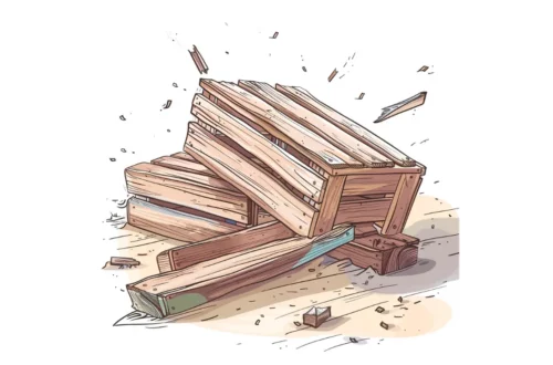 Rozbite drewniane skrzynie