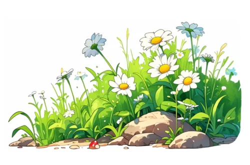 Polana białych kwiatów