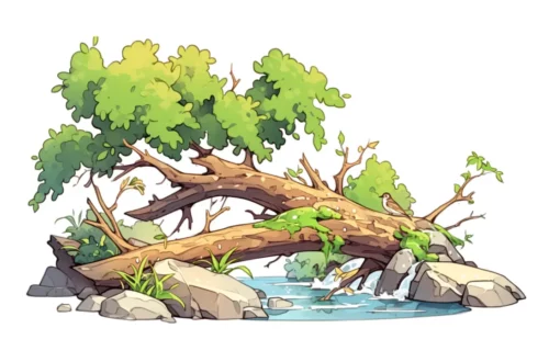 Znikający strumień w lesie