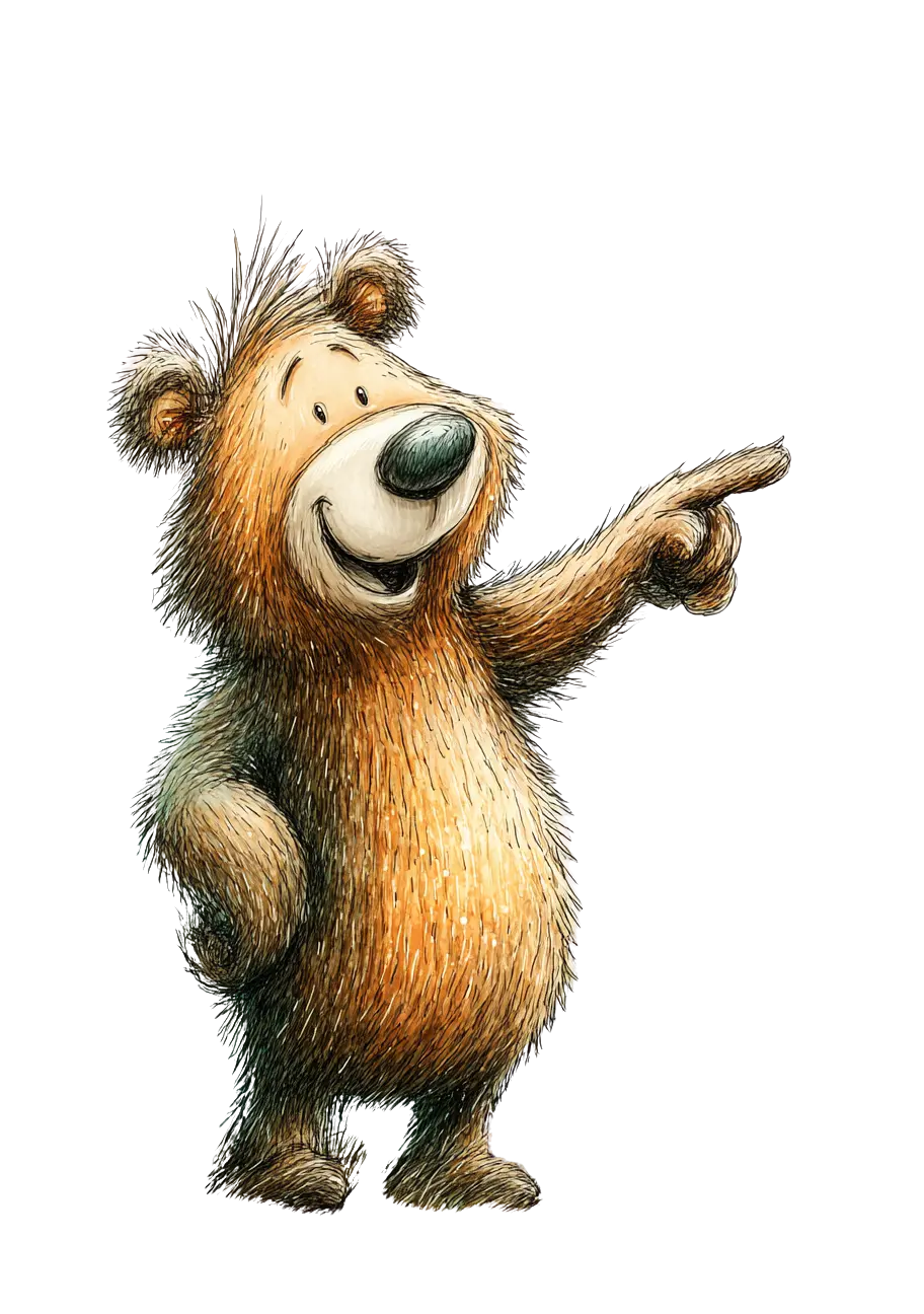 Miś wskazuje na tekst